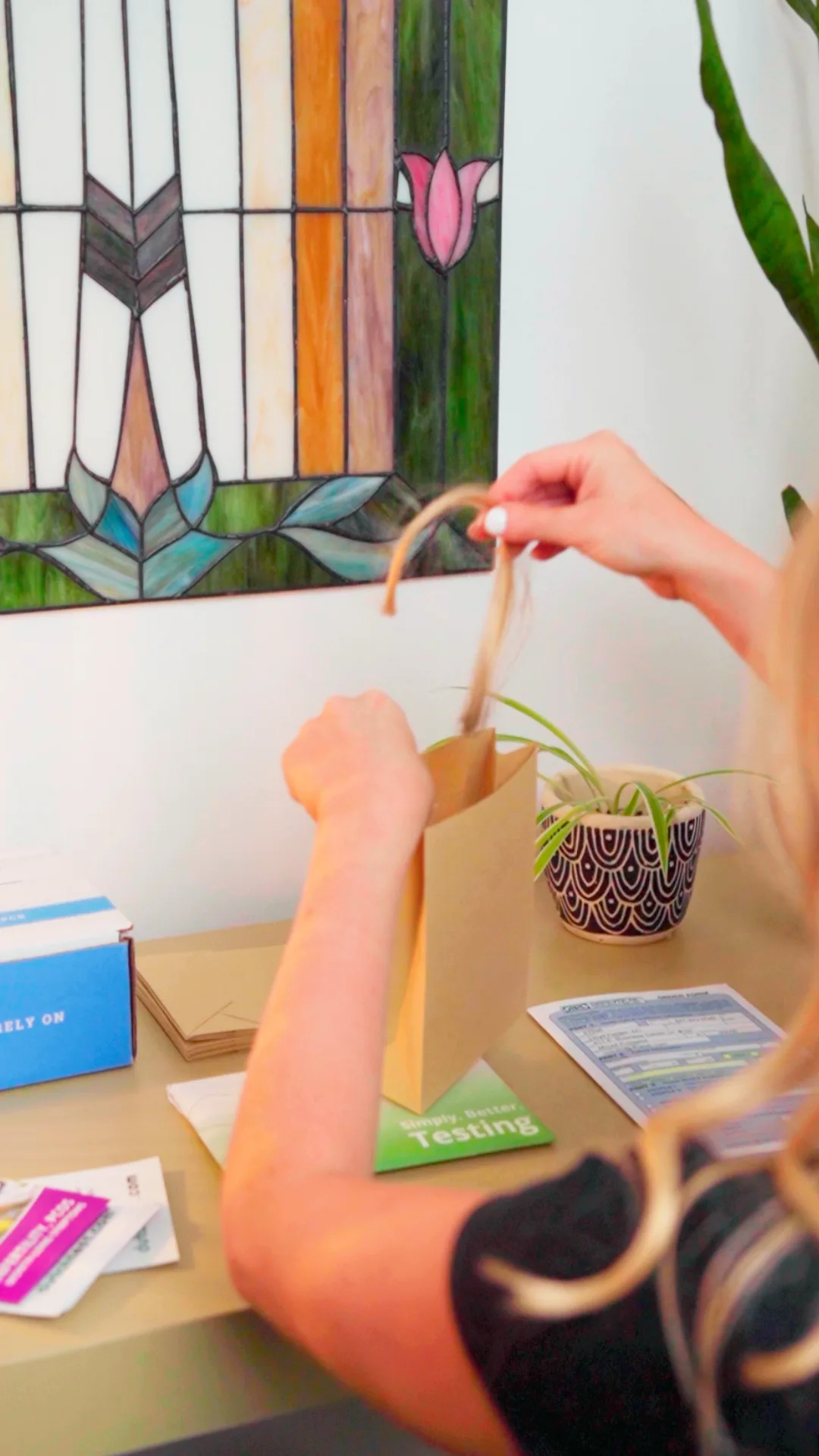 our skin-focused nutritionist submitting her hair sample test her mineral levels