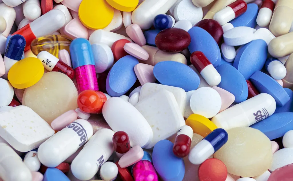 Pile of different pills and medication